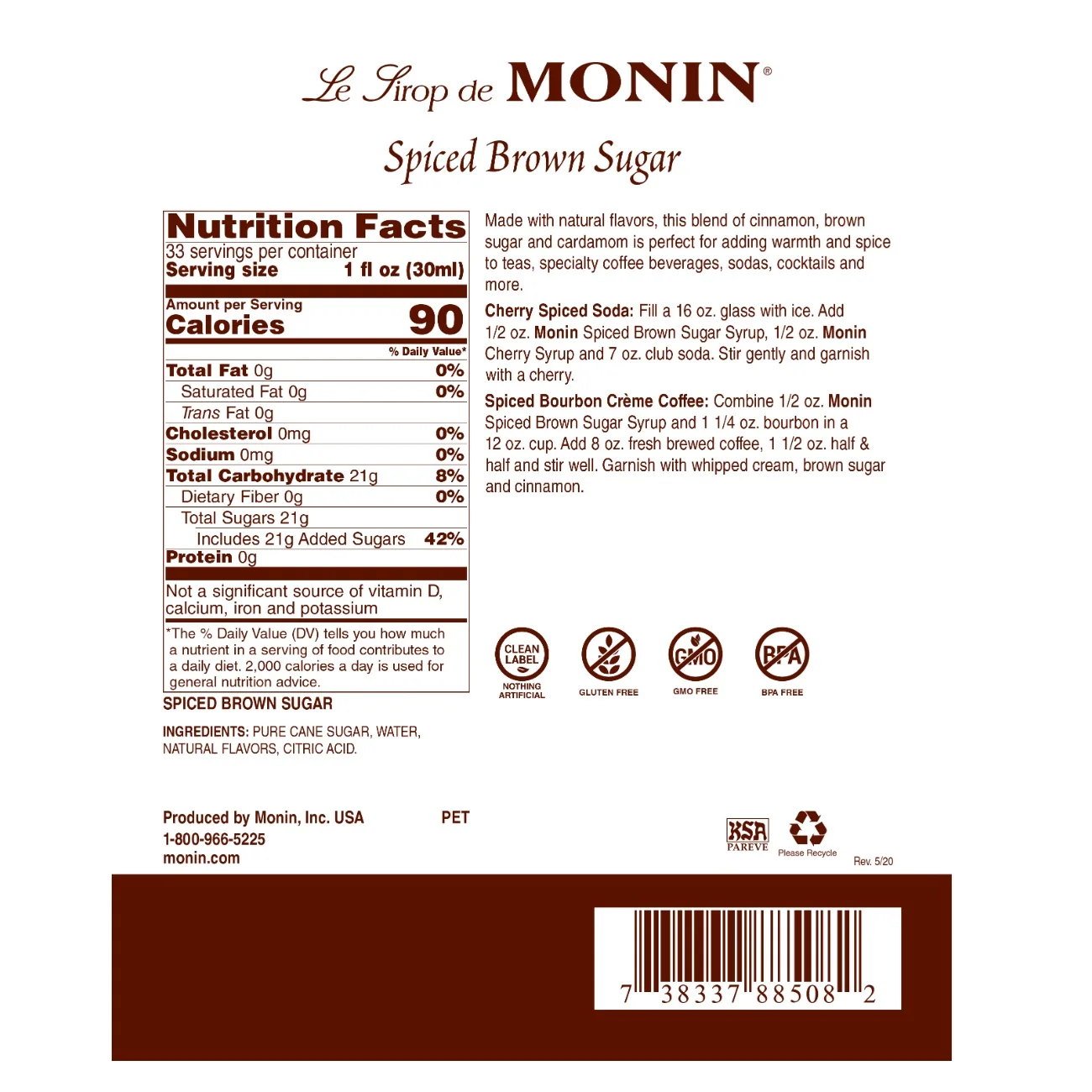 Monin Spiced Brown Sugar Syrup Coffee - Image 2