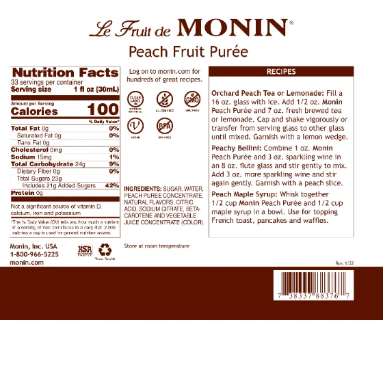 Monin Peach Puree Tea - Image 2