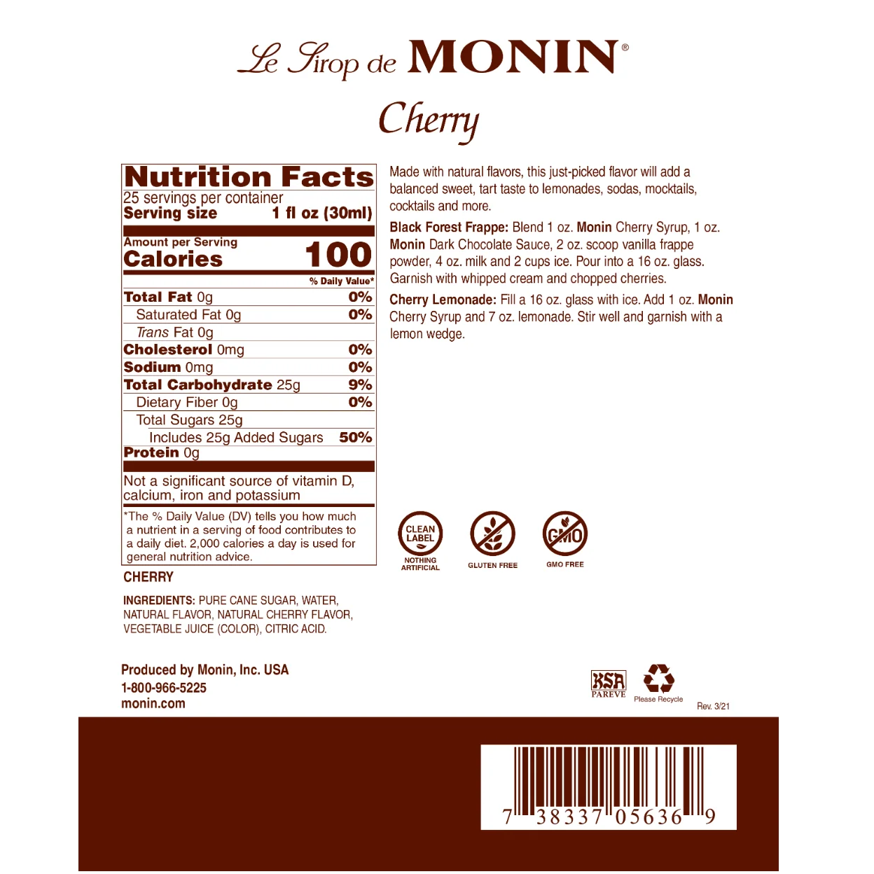 Monin Cherry Syrup Tea - Image 2